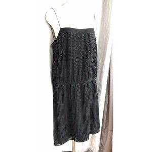 Ann Taylor Black Dropped Waist Cocktail Dress 10 Beads